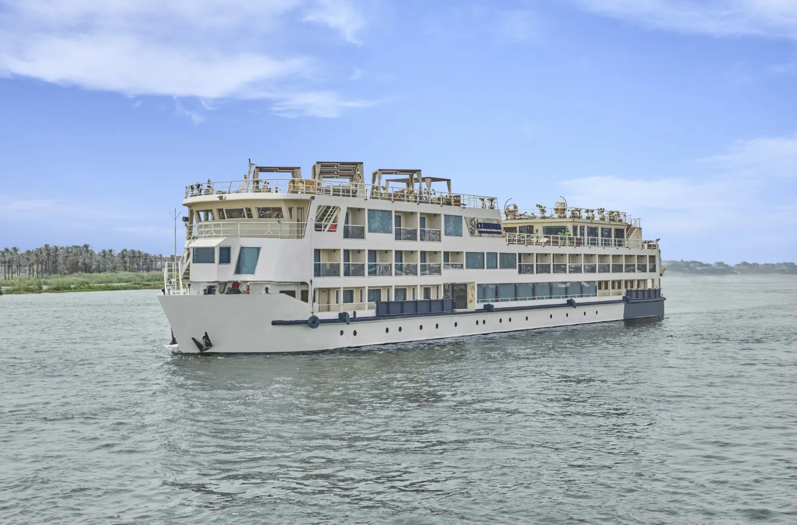 Exterior view of the Cleopatra Luxury Cruise & Spa Nile cruise ship